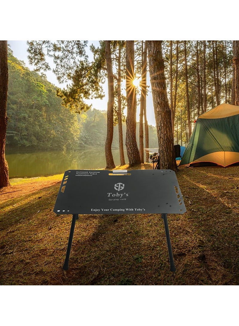 Toby's Tobyâ€™S Black Lightweight Folding Aluminum Camping Table With 2 Heavy-Duty Steel Frame Outdoor Folding Chairs  Portable Camping Set - Image 3