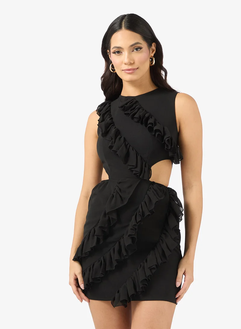 Cut Out Ruffle Mini Dress