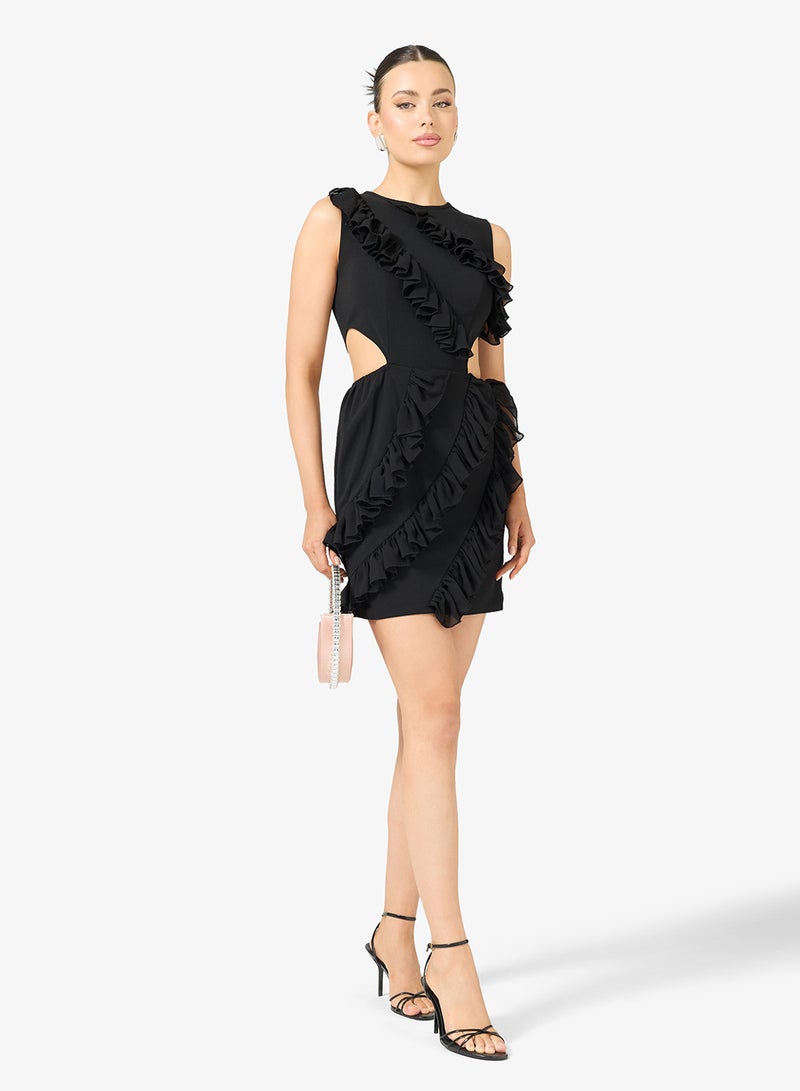 رينيه فستان قصير مكشكش بفتحات - Image 4