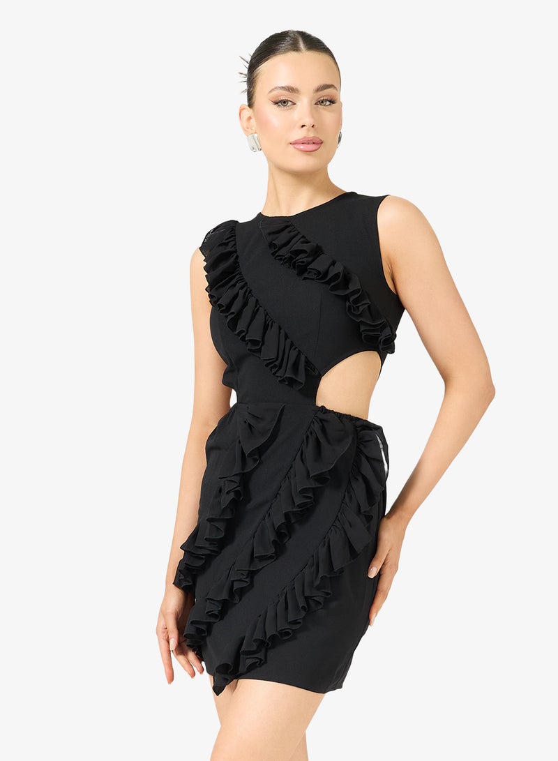 رينيه فستان قصير مكشكش بفتحات - Image 1