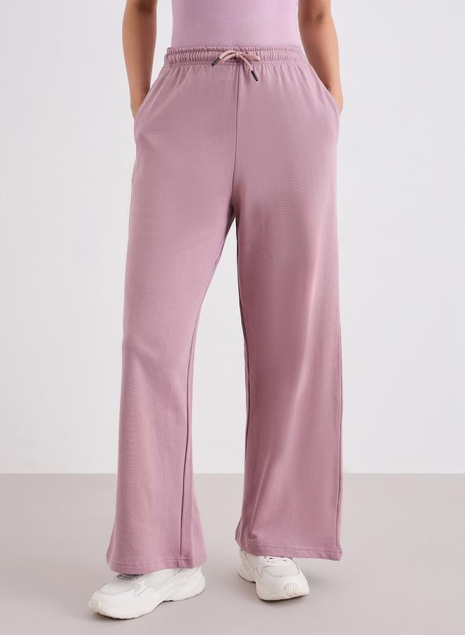 Styli Solid Wide Leg Joggers with Drawstring - Image 2