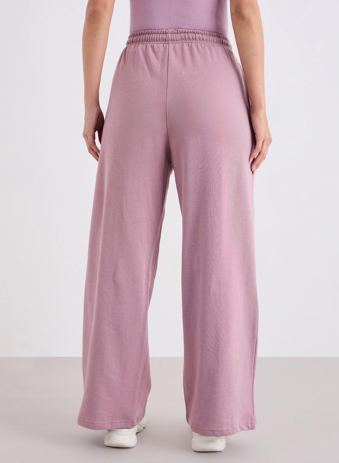 Styli Solid Wide Leg Joggers with Drawstring - Image 4