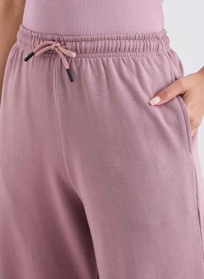 Styli Solid Wide Leg Joggers with Drawstring - Image 3