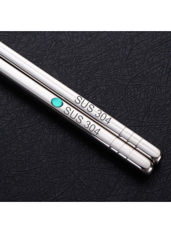 304 Stainless Steel Six-ring Chopsticks Household Non-slip All-square Public Chopsticks Metal Cheoppers Chinese Tableware One-person Chopsticks-Specifications:23cm Six Rings-rose Gold-light Body  - Image 4