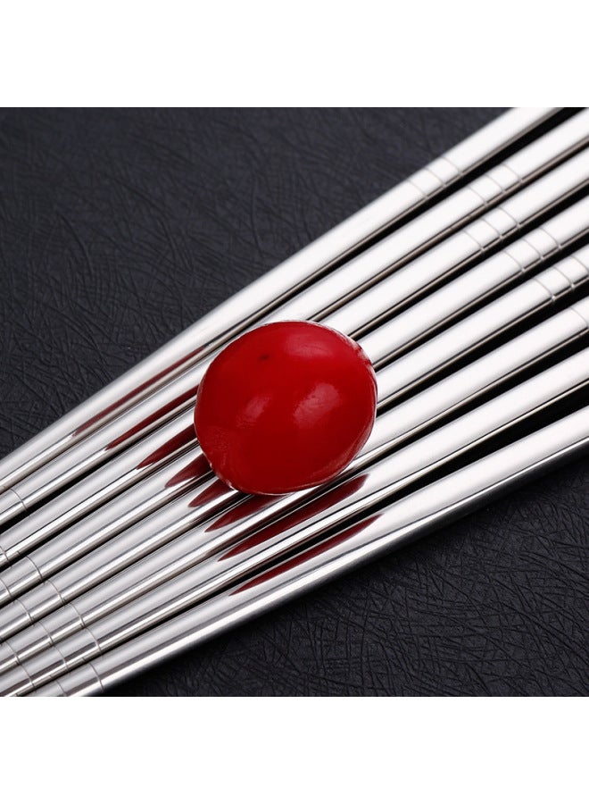 304 Stainless Steel Six-ring Chopsticks Household Non-slip All-square Public Chopsticks Metal Cheoppers Chinese Tableware One-person Chopsticks-Specifications:23cm Six Rings-rose Gold-light Body  - Image 3