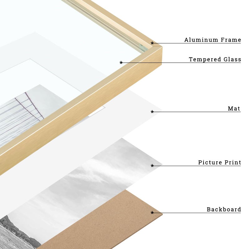 Frametory, 11x14 Metal Picture Frame with Mat for 8x10 Picture & Real Glass, Aluminum Photo Frame Collection (Gold, 1 Pack) - Image 4