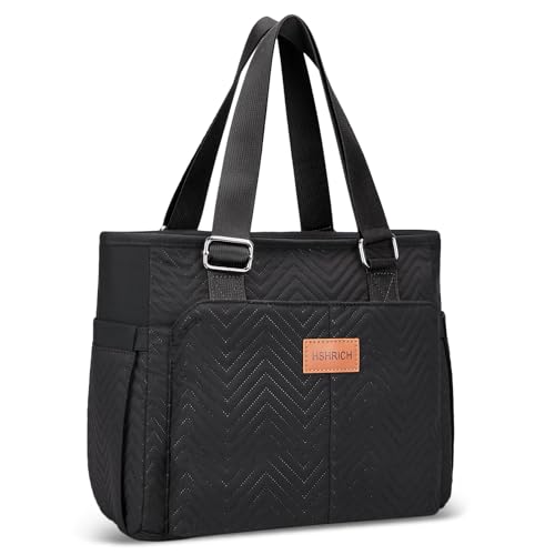 HSHRICH Large Women's Insulated Lunch Bag, Black, 12L, Composite and Aluminum - Image 1