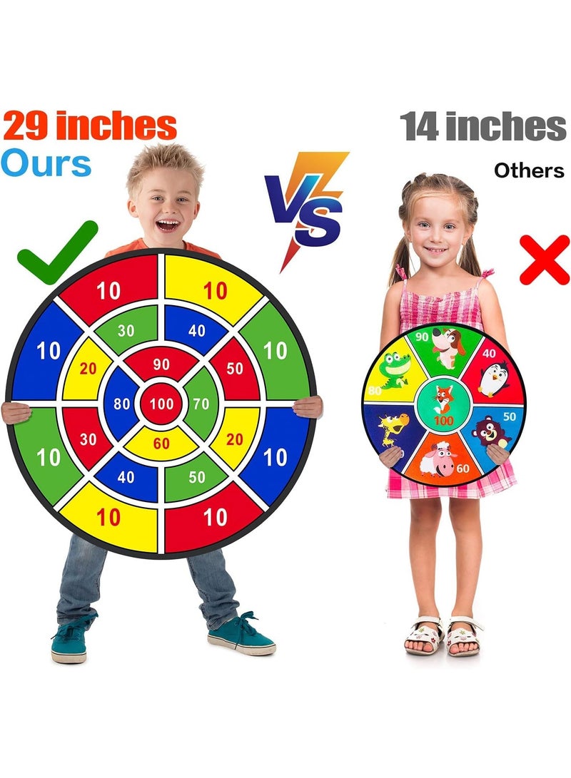 29 Inch Kids Dart Board Game Set with 12 Sticky Balls, Double Sided Foldable Dart Board, Indoor Outdoor Sports Party Toy for Boys Girls Age 3+ - Image 2