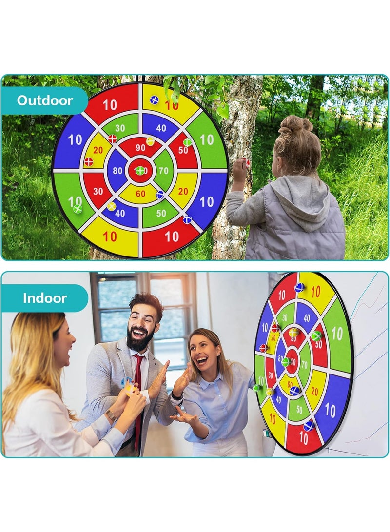 29 Inch Kids Dart Board Game Set with 12 Sticky Balls, Double Sided Foldable Dart Board, Indoor Outdoor Sports Party Toy for Boys Girls Age 3+ - Image 3