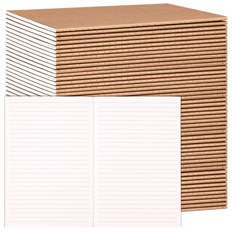 LABUK 48 Pack Lined Kraft Notebooks, A5 Journals Bulk, 8.3x5.5 Notebook Bulk for Traveler Journal, Students Gift School Office Supplies (30 Sheets/60 Pages) - Image 1