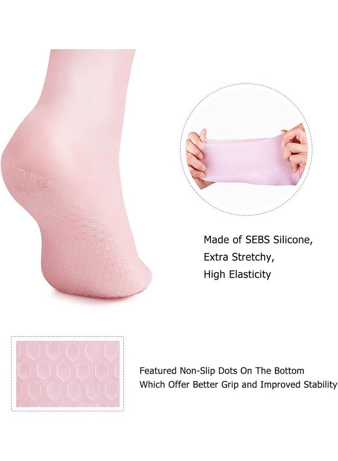 Silicone Socks, Gel Foot Skin Care Moisturizing Socks, Protective Heel Anti-crack Socks, Waterproof Beach Socks for Remove Calluses Corns Dry Or Cracked Foot Skin (M Pink) - Image 3