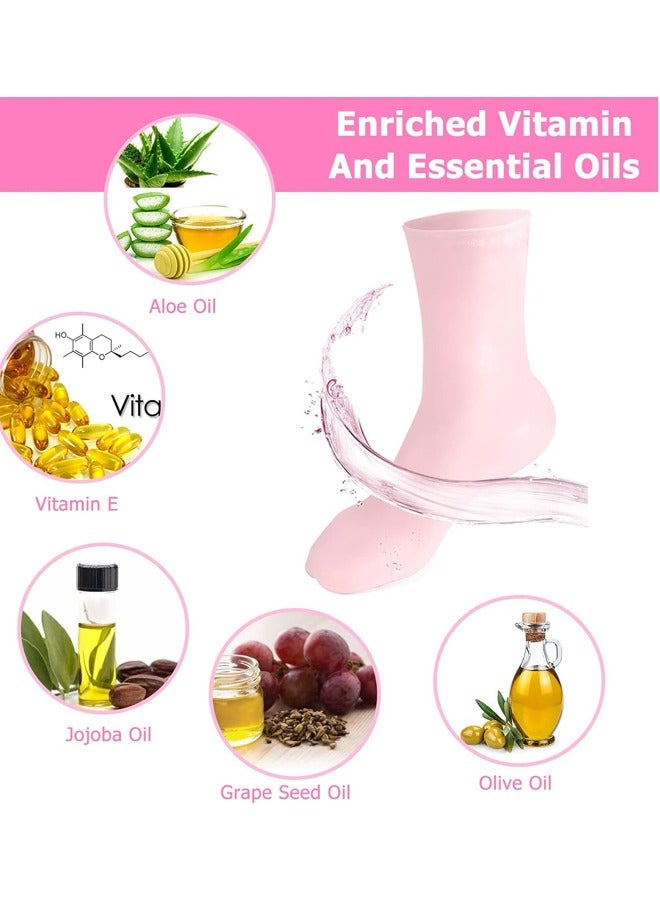 Silicone Socks, Gel Foot Skin Care Moisturizing Socks, Protective Heel Anti-crack Socks, Waterproof Beach Socks for Remove Calluses Corns Dry Or Cracked Foot Skin (M Pink) - Image 2