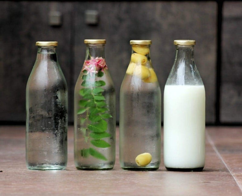 BRUSHFINCH Milk Glass Bottle with Golden lid for Milk Juice Coco Milk Shake Water Storage Restaurant Fridge Storage Fridge Bottle Glass Bottle 500 ml 2 Pcs - Image 3
