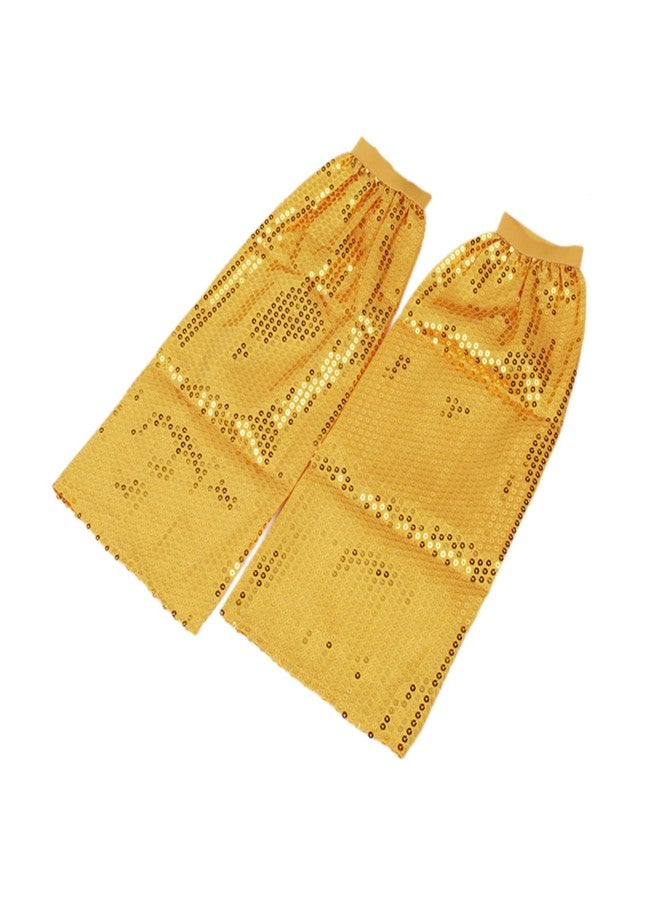 HEYXI Sequins Leg Warmers Sparkle Leg Sleeves 80 Leg Socks for Women Girls Leg Gifts Gold - Image 1