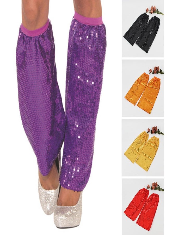 HEYXI Sequins Leg Warmers Sparkle Leg Sleeves 80 Leg Socks for Women Girls Leg Gifts Gold - Image 2