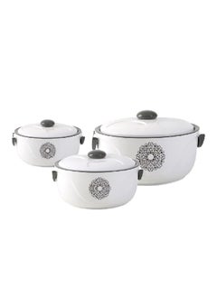 3-Piece High Quality Elegant Design Food Warmer Set White and Grey 7 x 4 x 2 cm BL1208B-3PCS
