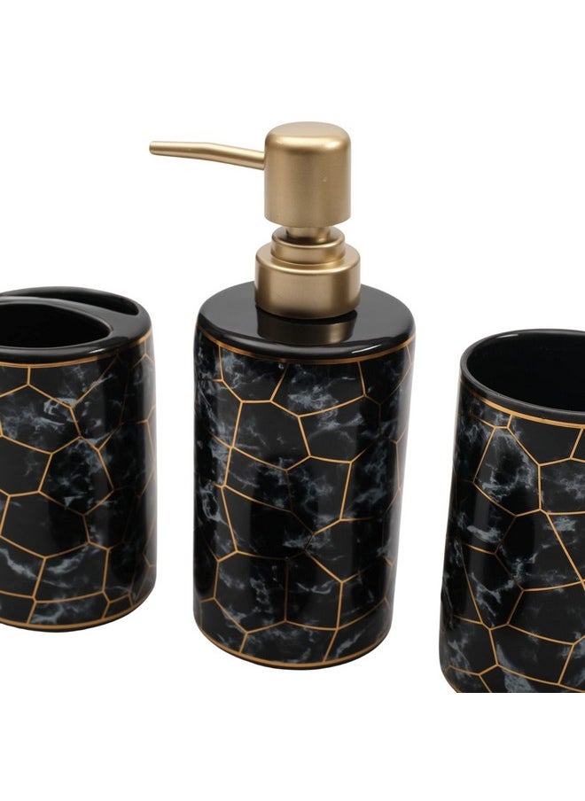 STORE 2508 Store2508 Ceramic 4 Pcs Bathroom Set Liquid Soap Dispenser Soap Dish Toothbrush Holder and Tumbler (Black)  - Image 3