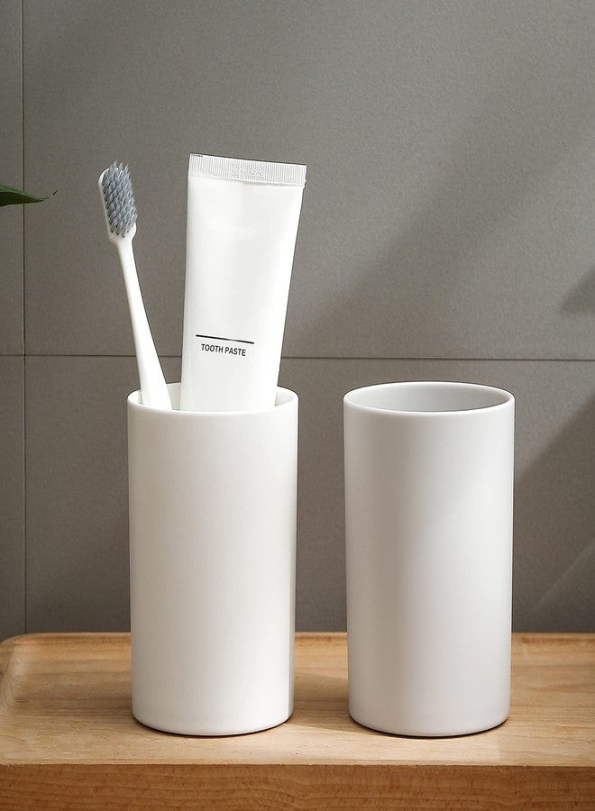 DeTii Bathroom Tumbler Cup 10.5oz Reusable Unbreakable Toothbrush Cup 300ml Mouthwash Cups Plastic Easy to Clean Bathroom Cup Toothbrush Holder Adequate for Your Bathroom (PP, white2) - Image 1