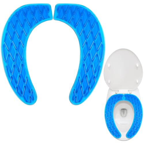 Rossesay Gel Toilet Seat Cushion Washable Toilet Seat Padded Riser Cushion Portable Adhesive Cover for Pain Relief Comfort for Elderly Handicapped Seniors(Blue) - Image 1