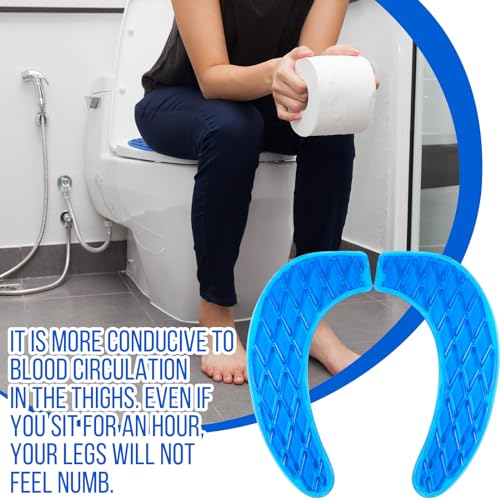 Rossesay Gel Toilet Seat Cushion Washable Toilet Seat Padded Riser Cushion Portable Adhesive Cover for Pain Relief Comfort for Elderly Handicapped Seniors(Blue) - Image 5