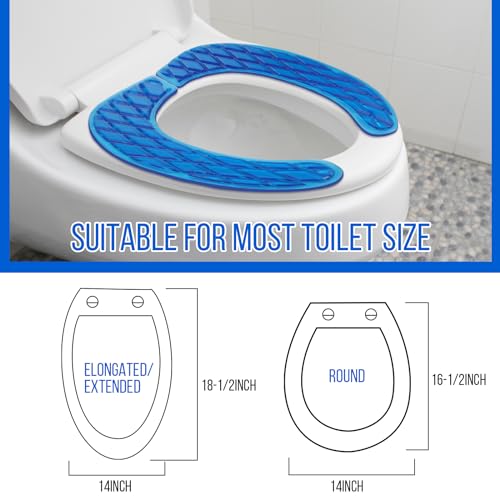 Rossesay Gel Toilet Seat Cushion Washable Toilet Seat Padded Riser Cushion Portable Adhesive Cover for Pain Relief Comfort for Elderly Handicapped Seniors(Blue) - Image 4