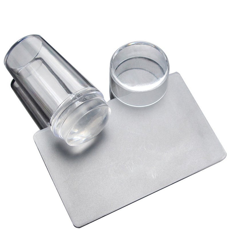 yueton Clear Jelly Soft Silicone Nail Art Stamping Stamper with Cap Scraper Image Plate Manicure Tools DIY Polish Kit