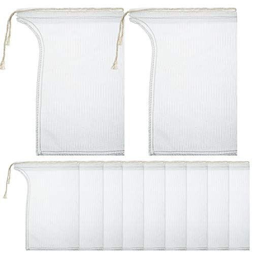Shappy Shappy Compost Tea Bag Pump Strainer Mesh Filter Bag with Drawstring 600 m for Prevents Clogging During The Straining Process10 Pieces23 x 16 cm 
