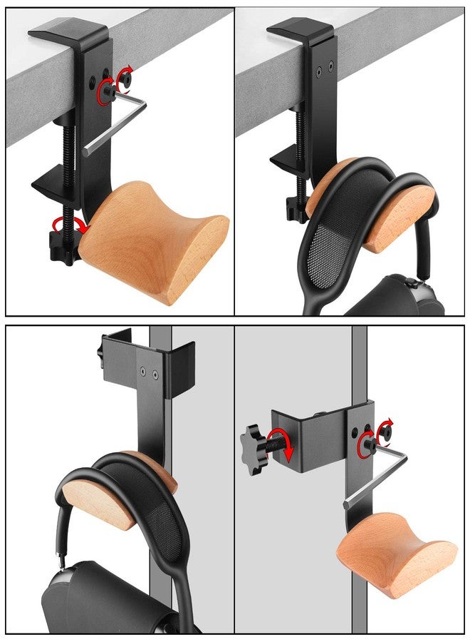 Linkidea Headphone Stand Hanger Compatible with Airpods Max, Bracket Wood Headphone Headset Hanger Holder, Clamp Rack Hook Under Desk Table Headphone Hanger Holder (Beech) - Image 3