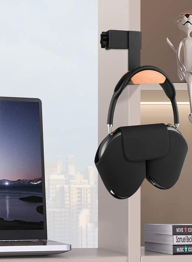 Linkidea Headphone Stand Hanger Compatible with Airpods Max, Bracket Wood Headphone Headset Hanger Holder, Clamp Rack Hook Under Desk Table Headphone Hanger Holder (Beech) - Image 5