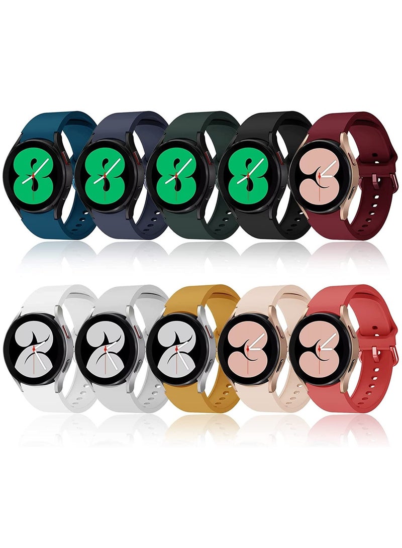 SYOSI مجموعة من 10 أشرطة متوافقة مع ساعة سامسونج جالكسي 5 جالكسي 4 40 مم 44 مم / جالكسي 4 كلاسيك 42 مم 46 مم، حزام سيليكون مع مشبك ملون لساعة جالكسي 5 برو 45 مم للنساء والرجال - Image 1