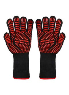 DubaiGallery Heat Resistant Oven Gloves Silicone Non Slip Fireproof Kitchen Cooking Oven Mitts Gauntlets for Microwave Grilling BBQ Baking Pot Holders Withstands Heat Up to 800 Degree Black  - Image 3