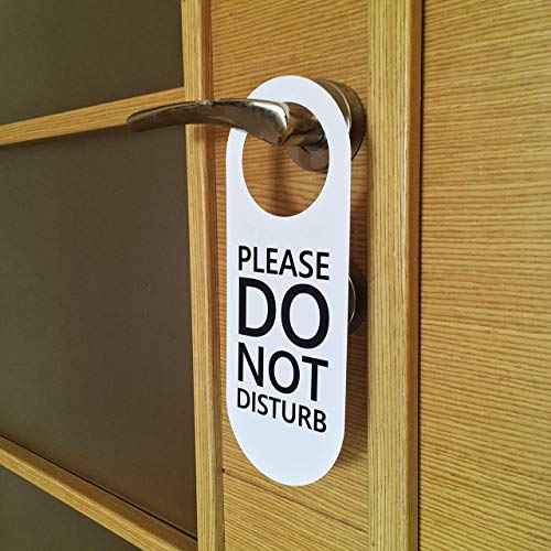 HADIGU Do Not Disturb Door Hanger Sign 2 Pack (Black & White Double Sided) Please Do Not Disturb on Both Sides, Do Not Disturb Door Sign for Office, Home, Clinic, Dorm, Online Class, Meeting Session and More - Image 2