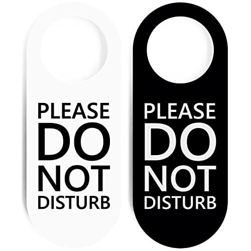 HADIGU Do Not Disturb Door Hanger Sign 2 Pack (Black & White Double Sided) Please Do Not Disturb on Both Sides, Do Not Disturb Door Sign for Office, Home, Clinic, Dorm, Online Class, Meeting Session and More - Image 1