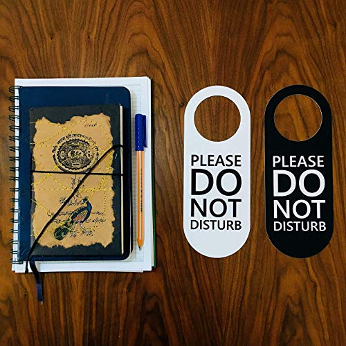 HADIGU Do Not Disturb Door Hanger Sign 2 Pack (Black & White Double Sided) Please Do Not Disturb on Both Sides, Do Not Disturb Door Sign for Office, Home, Clinic, Dorm, Online Class, Meeting Session and More - Image 4