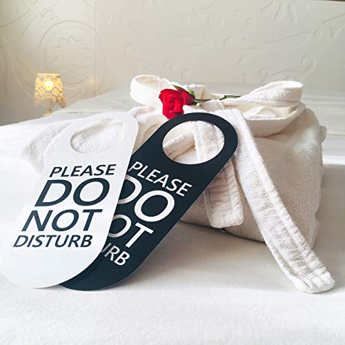 HADIGU Do Not Disturb Door Hanger Sign 2 Pack (Black & White Double Sided) Please Do Not Disturb on Both Sides, Do Not Disturb Door Sign for Office, Home, Clinic, Dorm, Online Class, Meeting Session and More - Image 3