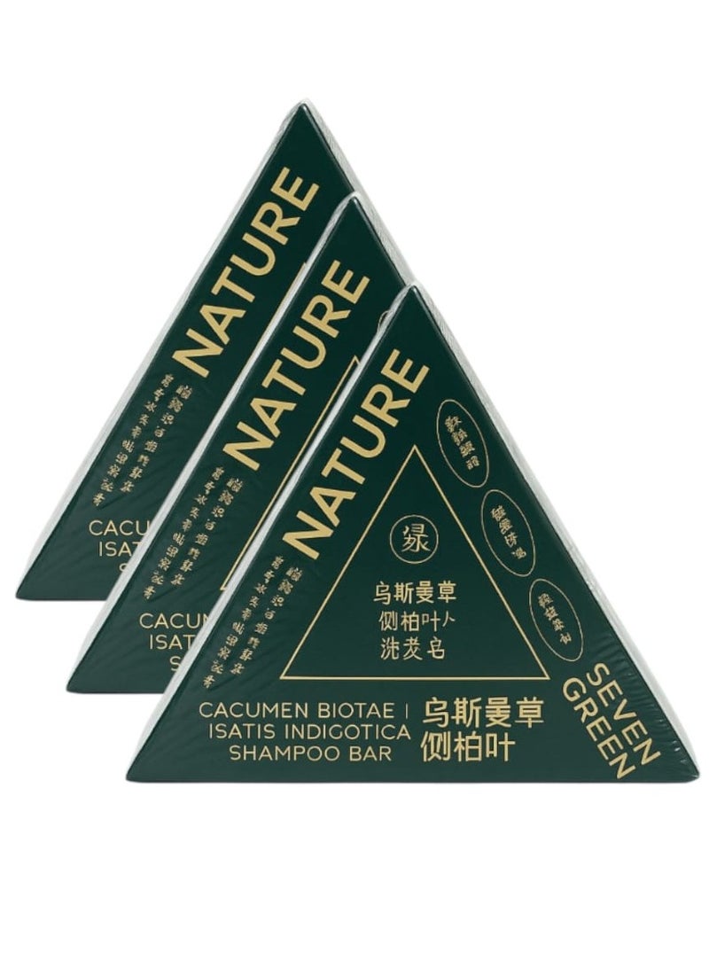 Nature Triangle Shampoo Bar, Nature Seven Green Soap, Usman Grass Bar, Calming & Strengthens Hair for Women and Mens(3pcs)