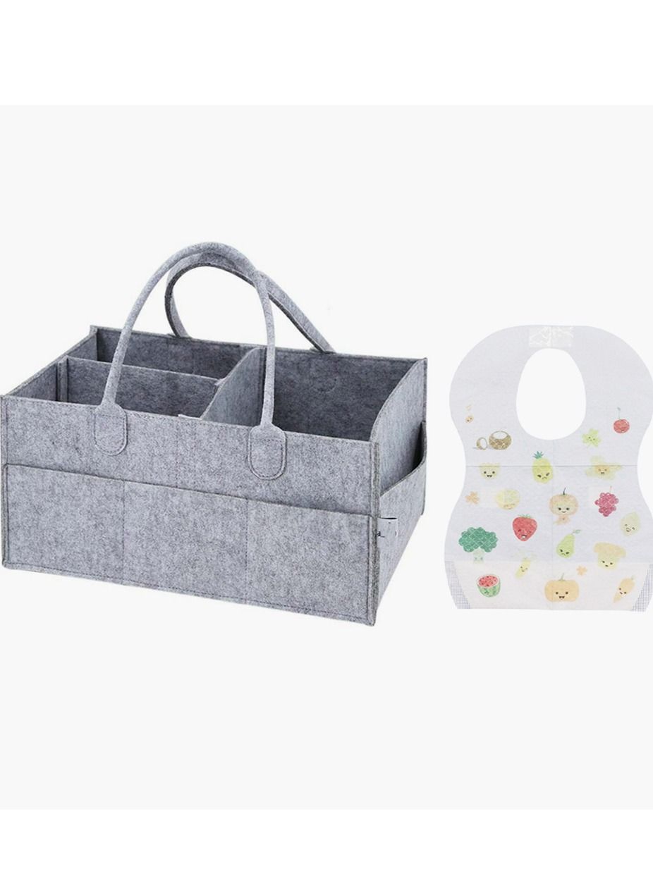 STAR BABiES Caddy Diaper Bag-Grey with Disposable Bibs 20pcs