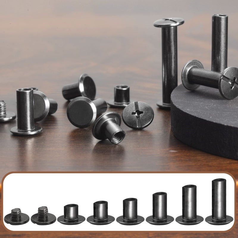 YORANYO 110Sets Chicago Screws Leather Rivets Assorted Screw Rivets Chicago Binding Screws for Decorate and Repair Leather Craft Belt Bag Shoes Purse Bookbinding (Gunmetal Black, M5*4,5,6,8,10,12) - Image 4