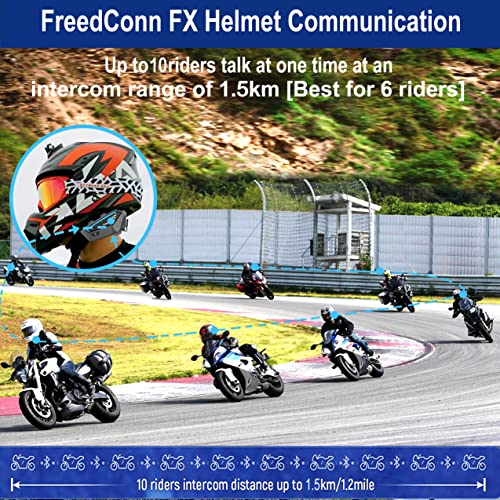 Freedconn سماعة بلوتوث للدراجات النارية FreedConn FX 10 راكب مع مشاركة الموسيقى، نظام اتصال بلوتوث للخوذة مع إلغاء الضوضاء/راديو FM/IP67/هيكل فائق النحافة، أنظمة اتصال عالمية للدراجات النارية - Image 2