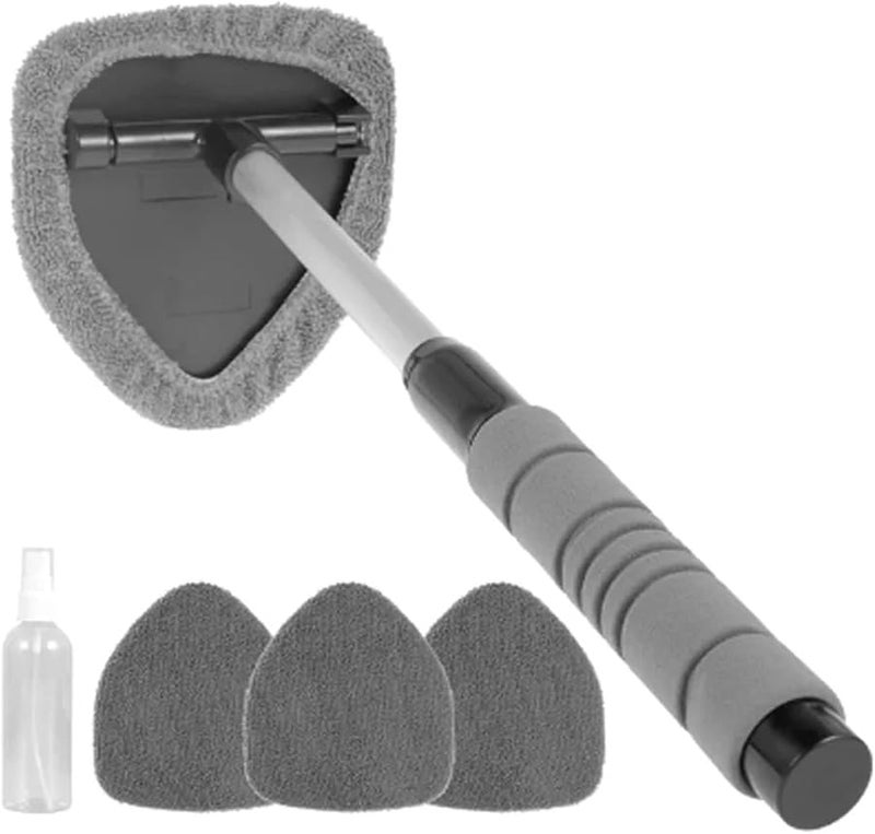 Extendable Car Windshield Wiper Brush with 4 Reusable Washable Pads Gray - Image 1