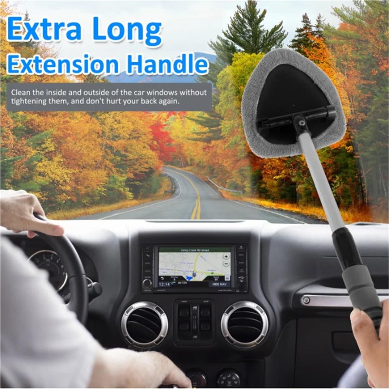 Extendable Car Windshield Wiper Brush with 4 Reusable Washable Pads Gray - Image 3