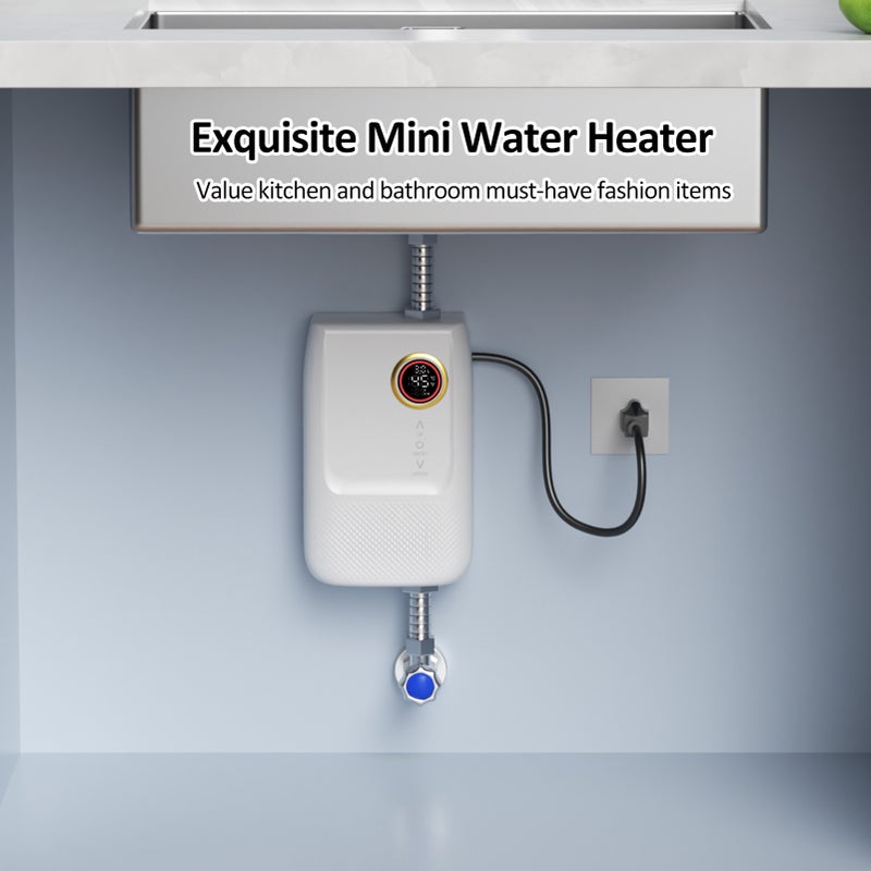 Mini Electric Instantaneous Water Heater 220V 5500W Universal Electric Water Heater with Digital Screen without Tank Instantaneous Water Heater for Bathroom Kitchen Wash - Image 3