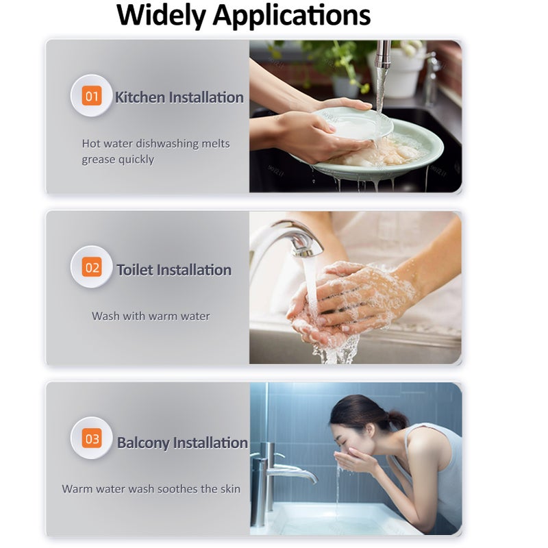 Mini Electric Instantaneous Water Heater 220V 5500W Universal Electric Water Heater with Digital Screen without Tank Instantaneous Water Heater for Bathroom Kitchen Wash - Image 4