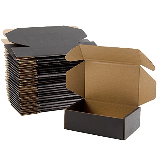 Sodissa 6x4x2 Inches Shipping Boxes Pack of 25, Packaging Corrugated Cardboard Mailer Boxes for Small Bussiness, Black - Image 1