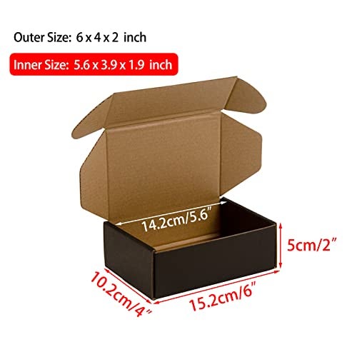Sodissa 6x4x2 Inches Shipping Boxes Pack of 25, Packaging Corrugated Cardboard Mailer Boxes for Small Bussiness, Black - Image 2