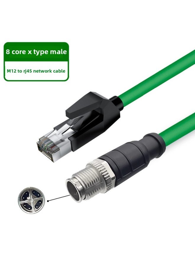 Generic M12 To RJ45 Connector Profinet Industrial Network Cable Bus 4/8 Core Straight ADX Type High Flexibility Double Shield-Color:[straight 8-core X-shaped Male Head—m12 To Rj45]-Line Length:0.5 M  - Image 1