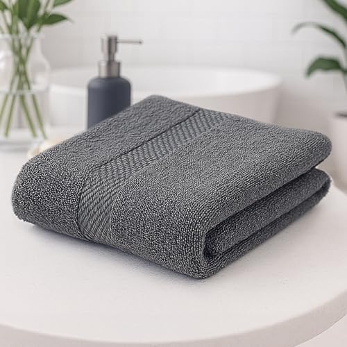 Earthy Fables Premium Bath Towel - 100% Combed Cotton, 600 GSM, Ultra Soft, Quick Dry and Highly Absorbent for Home, Travel and Acne-Prone Skin, 140 x 70 cm, Grey - Image 1
