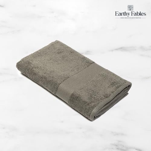 Earthy Fables Premium Bath Towel - 100% Combed Cotton, 600 GSM, Ultra Soft, Quick Dry and Highly Absorbent for Home, Travel and Acne-Prone Skin, 140 x 70 cm, Grey - Image 3