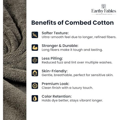 Earthy Fables Premium Bath Towel - 100% Combed Cotton, 600 GSM, Ultra Soft, Quick Dry and Highly Absorbent for Home, Travel and Acne-Prone Skin, 140 x 70 cm, Grey - Image 5