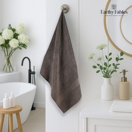 Earthy Fables Premium Bath Towel - 100% Combed Cotton, 600 GSM, Ultra Soft, Quick Dry and Highly Absorbent for Home, Travel and Acne-Prone Skin, 140 x 70 cm, Grey - Image 2